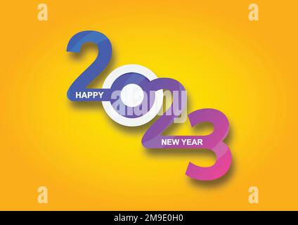Abstract happy New Year 2023 logo text design. Cover of business. Brochure design template, card, banner. Vector illustration. Stock Vector