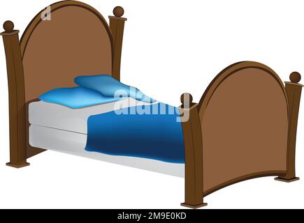 bed vector art wood image sleeping bed illustration pillow cover bed comfort lifestyle bed mattress room Stock Vector