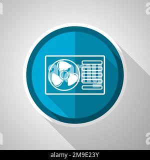 Heat pump symbol, flat design vector blue icon with long shadow Stock Vector