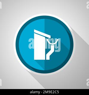 Roof and gutter, guttering home symbol, flat design vector blue icon with long shadow Stock Vector
