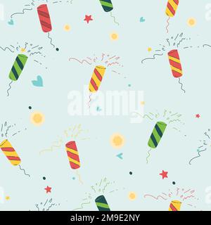 Hand drawn doodles. Fourth of July. Independence Day. Vector seamless pattern Stock Vector
