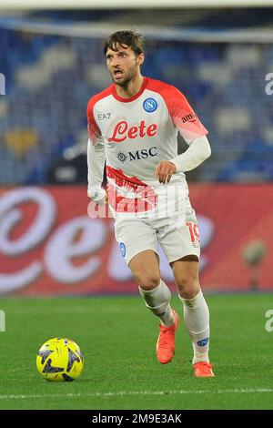 Napoli, Italy. 17th Jan, 2023. Bartosz Bereszyński Player of Napoli, during the round of 16 match of the Italian Cup, between Napoli vs Cremonese, result of regulation time 2-2, but with the defeat on penalties for Napoli, with final result Napoli 6 - Cremonese 7. Match played at the Diego stadium Armando Maradona. Credit: Vincenzo Izzo/Alamy Live News Stock Photo