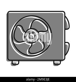 Linear filled with gray color icon. Air Conditioner Unit With Three Bladed Fan. Room Cooling And Heating. Maintaining Comfortable Temperature In Offic Stock Vector