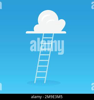 Ladder leading to cloud. Business concept vector illustration. Stock Vector