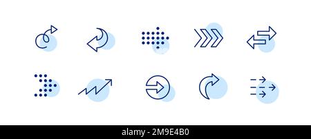 10 pixel perfect arrow icons. Doodle user interface design. Set 4 Stock Vector