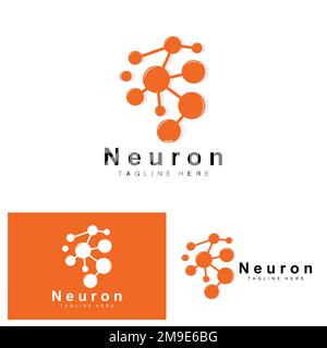 Neuron Logo Design Vector nerve cell illustration Molecular DNA health brand Stock Vector