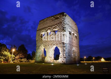 Temple of Janus, first-century tower, blue hour, blue hour, Autun, Saone-et-Loire department, Bourgogne-Franche-Comte region, Burgundy, France Stock Photo