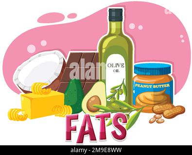 Variety of fat foods illustration Stock Vector