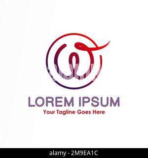 unique letter or word W font in line circle image graphic icon logo design abstract concept vector stock. associated with the product label or initial Stock Vector