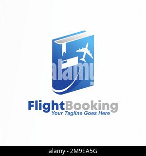 Unique 3D book with flying plane image graphic icon logo design abstract concept vector stock. used as corporate identity related to reading or travel Stock Vector