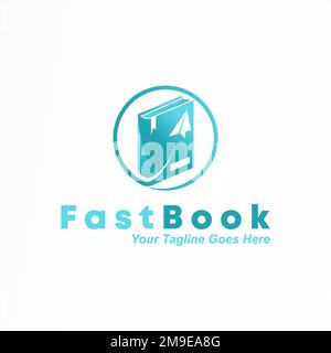 Unique 3D book with flying plane image graphic icon logo design abstract concept vector stock. used as corporate identity related to reading or travel Stock Vector