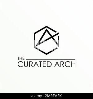 Simple letter or word A or CA Font in line hexagon image graphic icon logo design abstract concept vector stock. related to creativity or initial Stock Vector