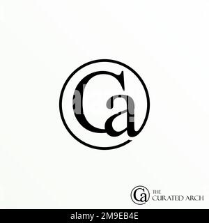 Unique letter or word CA serif Font in circle image graphic icon logo design abstract concept vector stock identity related to creativity or initial. Stock Vector