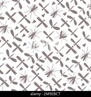 Vector seamless pattern with insects, bugs, hexapods shapes. Wild little forest animals. Stock Vector