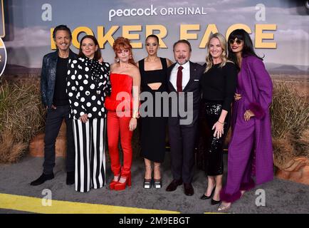 Benjamin Bratt, from left, Natasha Lyonne, and Rian Johnson arrive