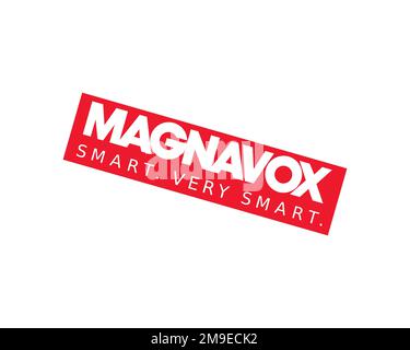 Magnavox, rotated logo, white background B Stock Photo