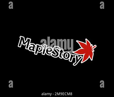 MapleStory, rotated logo, black background B Stock Photo