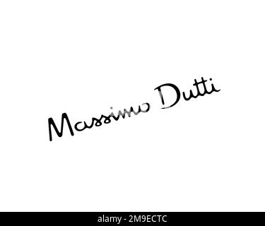 Massimo Dutti, Rotated Logo, White Background Stock Photo