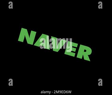 Naver corporation, rotated logo, black background B Stock Photo