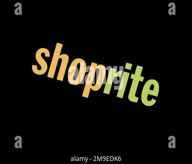 Shoprite Isle of Man, Rotated Logo, Black Background B Stock Photo