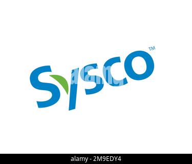 Sysco, rotated logo, white background Stock Photo