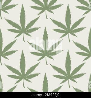 Cannabis seamless pattern. Marijuana leaves hemp background. Vector Stock Vector