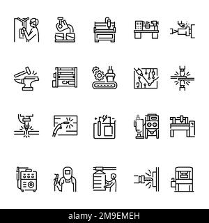 Metal work olor line icon. Pictogram for web page, mobile app, promo. UI UX GUI design element. Editable stroke Stock Vector