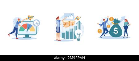 Business incubator. Startup accelerator, venture investment fund, startup mentoring, business opportunity, angel investor. set flat vector modern illu Stock Vector