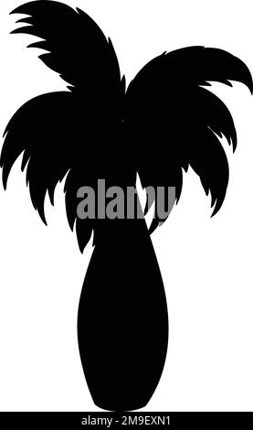 Tropical Palm Tree, Black Silhouettes Isolated on White Background Vector. Stock Vector
