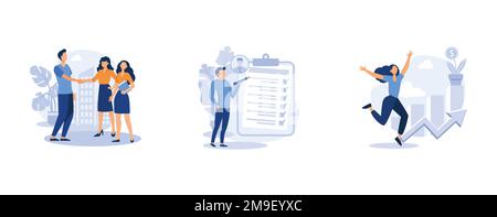 Career development. New team members, employee assessment, career growth, performance review, SWOT analysis, job position. set flat vector modern illu Stock Vector