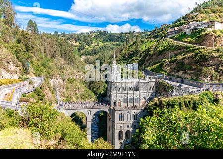 Colombia - October 9, 2022: National Shrine Basilica of Our Lady of Las Lajas  Stock Photo