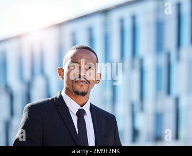 Always stay focused on your vision. a young businessman in the city. Stock Photo