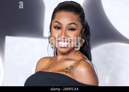 Westwood, United States. 17th Jan, 2023. WESTWOOD, LOS ANGELES, CALIFORNIA, USA - JANUARY 17: American rapper/actress Yung Miami (Caresha Romeka Brownlee) arrives at the Los Angeles Premiere Of Netflix's 'You People' held at the Regency Village Theatre on January 17, 2023 in Westwood, Los Angeles, California, United States. (Photo by Xavier Collin/Image Press Agency) Credit: Image Press Agency/Alamy Live News Stock Photo