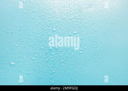 Water drops on a green, blue background. Texture top view Stock Photo