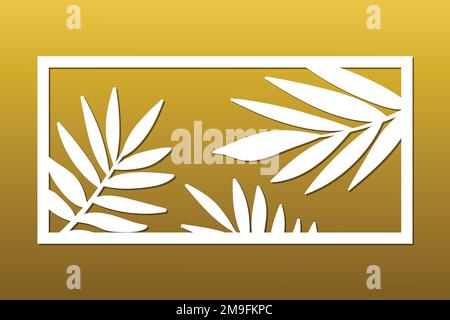 Laser cut. Decorative card for cutting. Ratio 2:3. Vector illustration of a laser cutting, plotter cutting, cutting dies and screen printing. Leaves Stock Vector