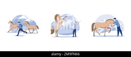 businessmen plan a business plan strategy, concept of strategic movement, partnership concept, set flat vector modern illustration Stock Vector