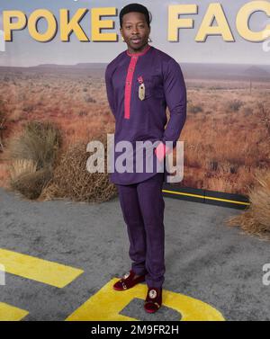 Los Angeles, USA. 17th Jan, 2023. Brandon Michael Hall arrives at the Peacock''s POKER FACE Los Angeles Premiere held at the Hollywood Legion Theater in Hollywood, CA on Tuesday, ?January 17, 2023. (Photo By Sthanlee B. Mirador/Sipa USA) Credit: Sipa USA/Alamy Live News Stock Photo