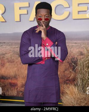 Los Angeles, USA. 17th Jan, 2023. Brandon Michael Hall arrives at the Peacock''s POKER FACE Los Angeles Premiere held at the Hollywood Legion Theater in Hollywood, CA on Tuesday, ?January 17, 2023. (Photo By Sthanlee B. Mirador/Sipa USA) Credit: Sipa USA/Alamy Live News Stock Photo