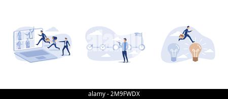 remotely work from home virtually or work in office onsite, task completion or checklist to remind project progress concept, light bulbs with icons an Stock Vector