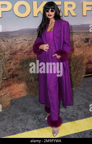 Hollywood, United States. 17th Jan, 2023. HOLLYWOOD, LOS ANGELES, CALIFORNIA, USA - JANUARY 17: British actress and presenter Jameela Jamil arrives at the Los Angeles Premiere Of Peacock's 'Poker Face' Season 1 held at Hollywood Post 43 at Hollywood Legion Theater on January 17, 2023 in Hollywood, Los Angeles, California, United States. (Photo by Rudy Torres/Image Press Agency) Credit: Image Press Agency/Alamy Live News Stock Photo