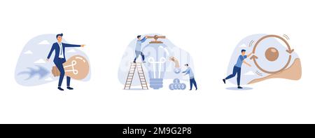 innovation start up business or inspiration to achieve success goal concept, idea to make money, business strategy to repeatedly deliver work done, se Stock Vector