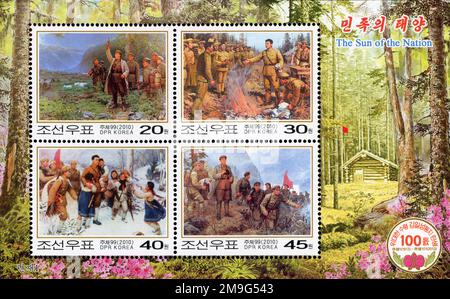 2010 North Korea stamp set. 100th birthday of Kim Il Sung Stock Photo