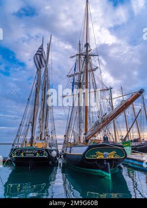 Tall ships in Rosmeur Harbor in Douarnenez city, Finistere, Brittany, France Stock Photo