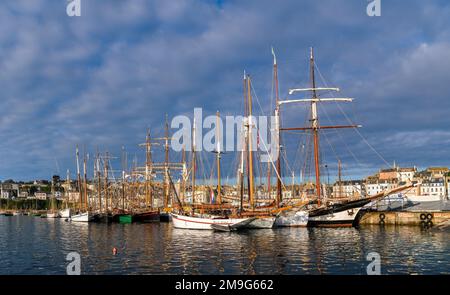 Tall ships in Rosmeur Harbor in Douarnenez city, Finistere, Brittany, France Stock Photo