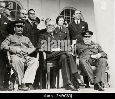 Stalin, Roosevelt, Churchill WW2 World War II Tehran conference 1943 Stock Photo