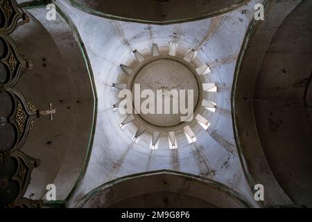 Interior of Church of Mother of God in castle complex Ananuri in Georgia Stock Photo