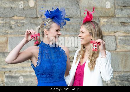 Victoria Drummond (left) and Mili Smith after being made Members of the Order of the British Empire during an investiture ceremony at Palace Of Holyroodhouse, Edinburgh. Picture date: Wednesday January 18, 2023. Stock Photo