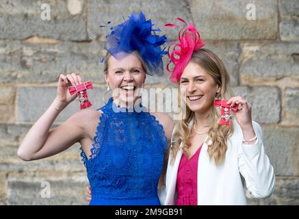 Victoria Drummond (left) and Mili Smith after being made Members of the Order of the British Empire during an investiture ceremony at Palace Of Holyroodhouse, Edinburgh. Picture date: Wednesday January 18, 2023. Stock Photo