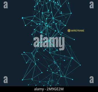 Abstract science or technology background. Graphic design. Network illustration with particle. 3D grid surface. Can be used for wallpaper, presentatio Stock Vector