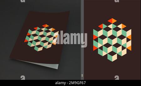 Cover design template. Abstract geometric background with cubes. Vector illustration. Can be used for advertising, marketing, presentation. Stock Vector